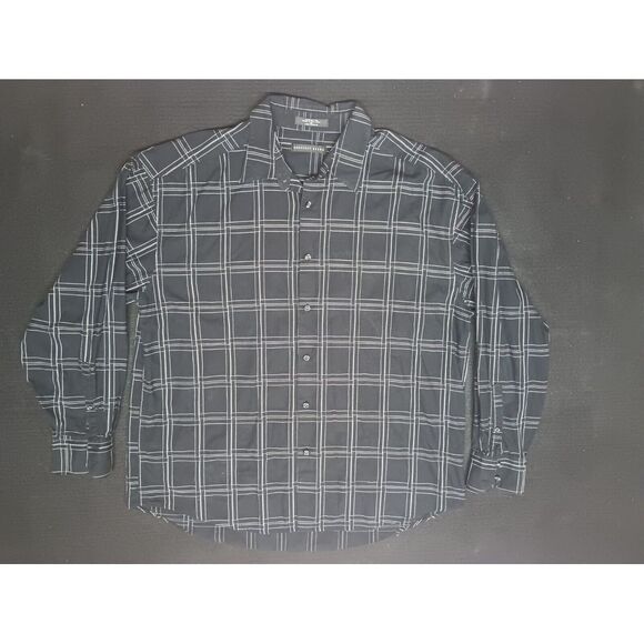 Geoffrey Beene Other - Geoffrey Beene Mens‎ L Button Up Black Plaid Long Sleeve Shirt A7004